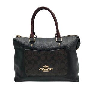Coach Black Colorblock Pebbled Leather Emma Satchel Bag F34280